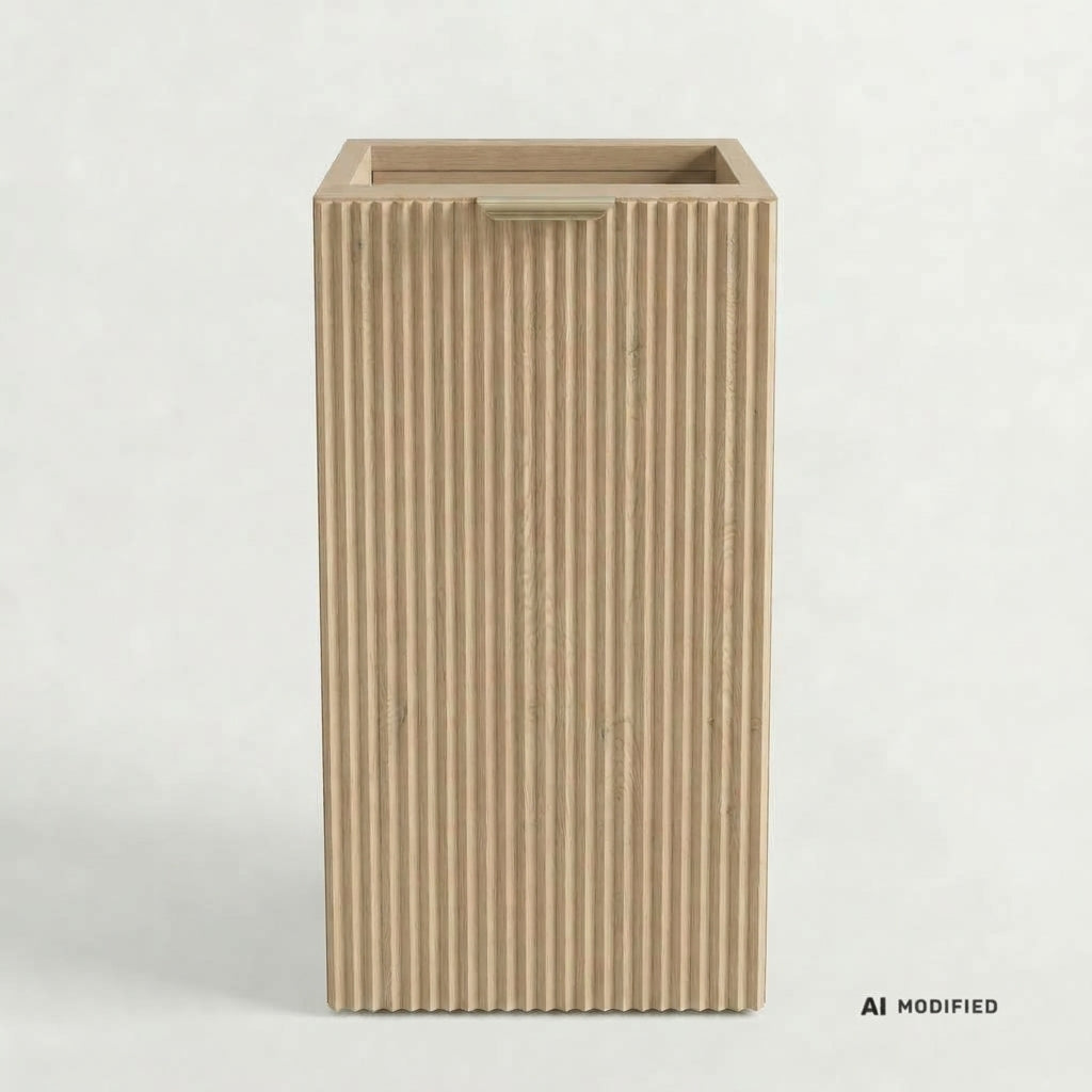 Badezimmerschrank 30 cm, geriffelte Fronten, 1 Tür Willy - Eiche Cremona