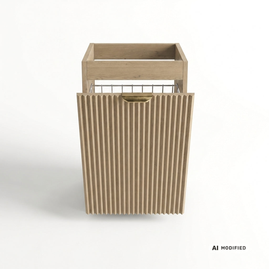 Badezimmerschrank 40 cm mit Wäschekorb Willy - Eiche Cremona