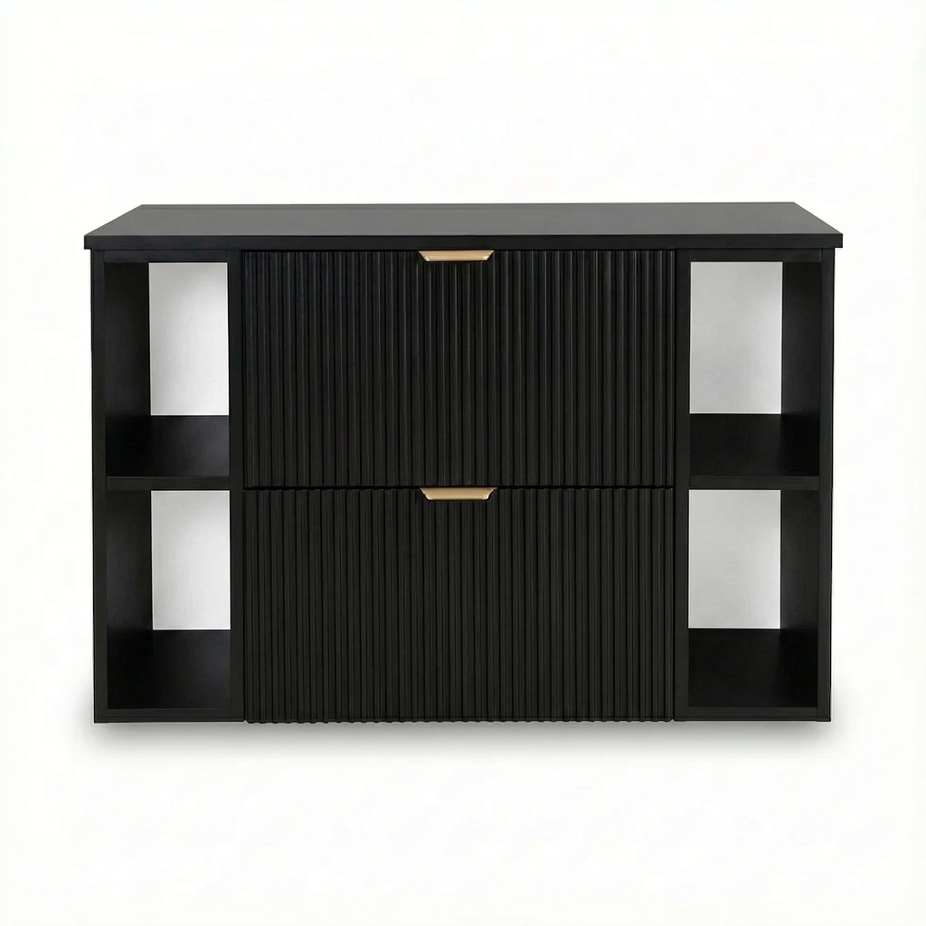 Waschtischunterschrank 100 cm mit 2 Regale Willy - Schwarz