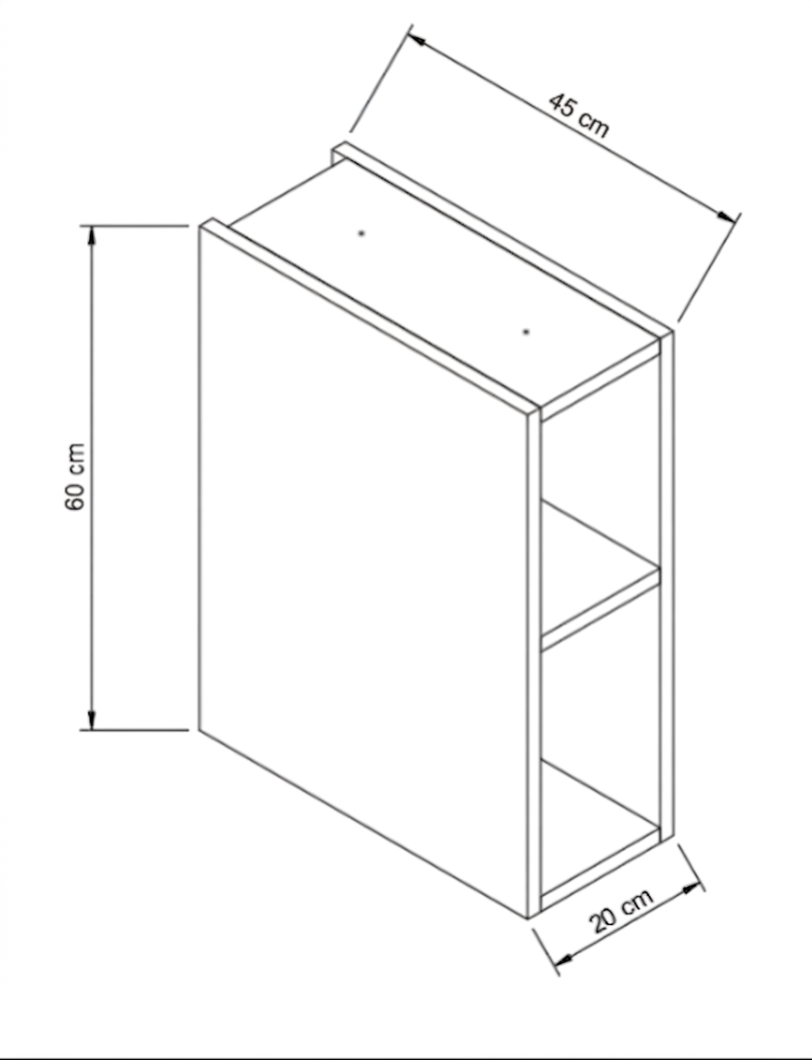 Schmales Regal 20 cm mit 1 Ablage - Walnuss