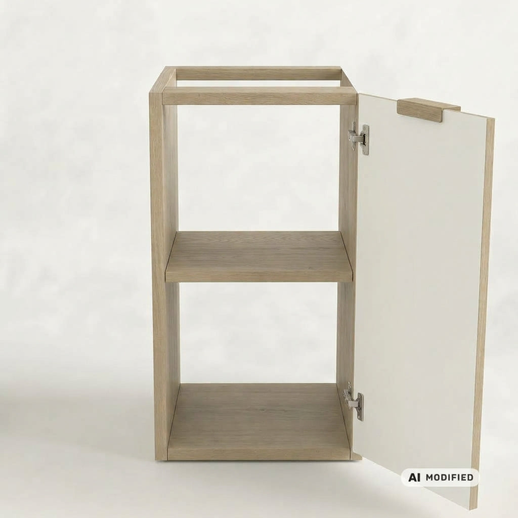 Badezimmerschrank 30 cm, geriffelte Fronten, 1 Tür Willy - Eiche Cremona