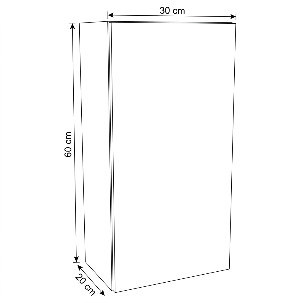 Hängender Badezimmerschrank, 30 cm, 1 Tür mit Einlegeboden Orio - Weiß/Eiche artisan