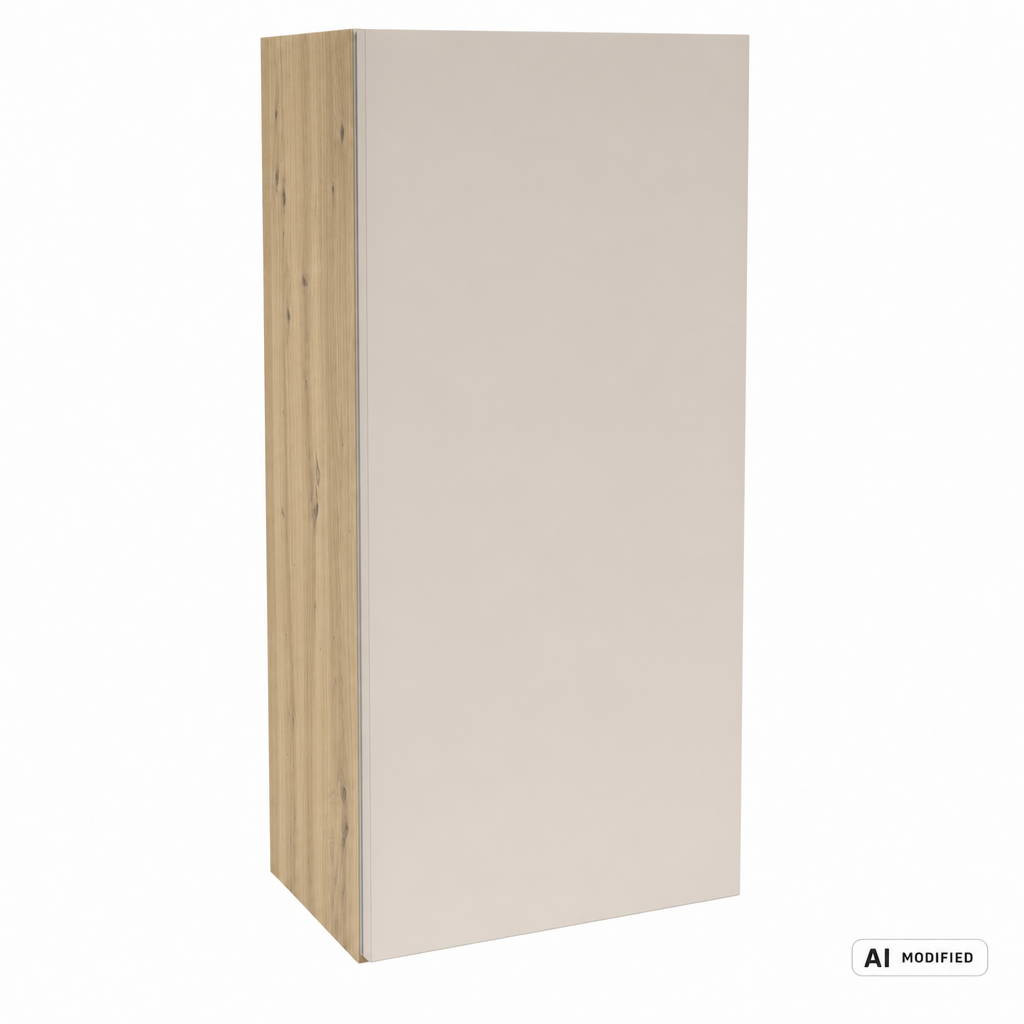 Hängender Badezimmerschrank Orio 30 cm mit 1 Tür und Einlegeboden in Kaschmir mit Korpus in Eiche Artisan