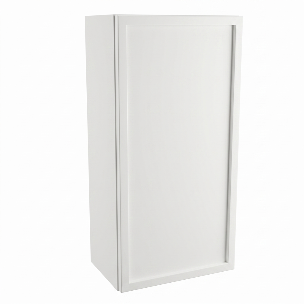 Hängender Badezimmerschrank Roma 30 cm in Weiß mit dekorativer Rahmenfront und modernem Push-to-Open-System.