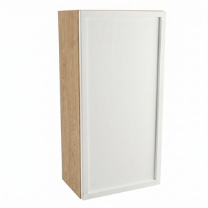 Hängender Badezimmerschrank Roma 30 cm Weiß / Eiche Cremona mit Rahmenfront und Push-to-Open-System für moderne Badezimmer