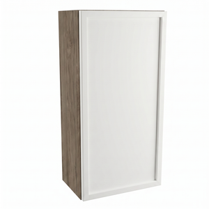 Hängender Badezimmerschrank Roma 30 cm Weiß / Walnuss Dunkel mit Rahmenfront und Push-to-Open-System für moderne Badezimmer