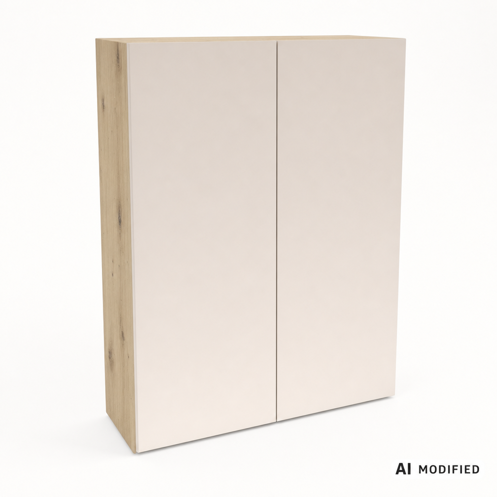 Hängender Badezimmerschrank Orio 60 cm mit 2 Türen, Einlegeboden und Kaschmir-Fronten mit Korpus in Eiche Artisan