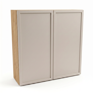 Hängender Badezimmerschrank Roma 60 cm Kaschmir / Eiche Cremona mit Rahmenfronten und Push-to-Open-System in natürlicher Holzoptik
