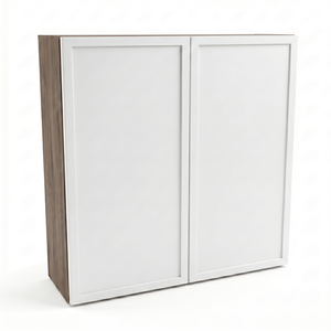 Hängender Badezimmerschrank Roma 60 cm Weiß / Walnuss Dunkel mit Rahmenfronten und modernem Push-to-Open-System
