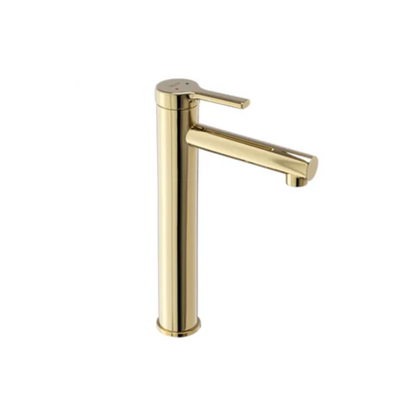 Pixel Waschtischbatterie Gold - elegantes Design, langlebig dank PVD-Beschichtung, ideal für Aufsatzwaschbecken im Badezimmer.