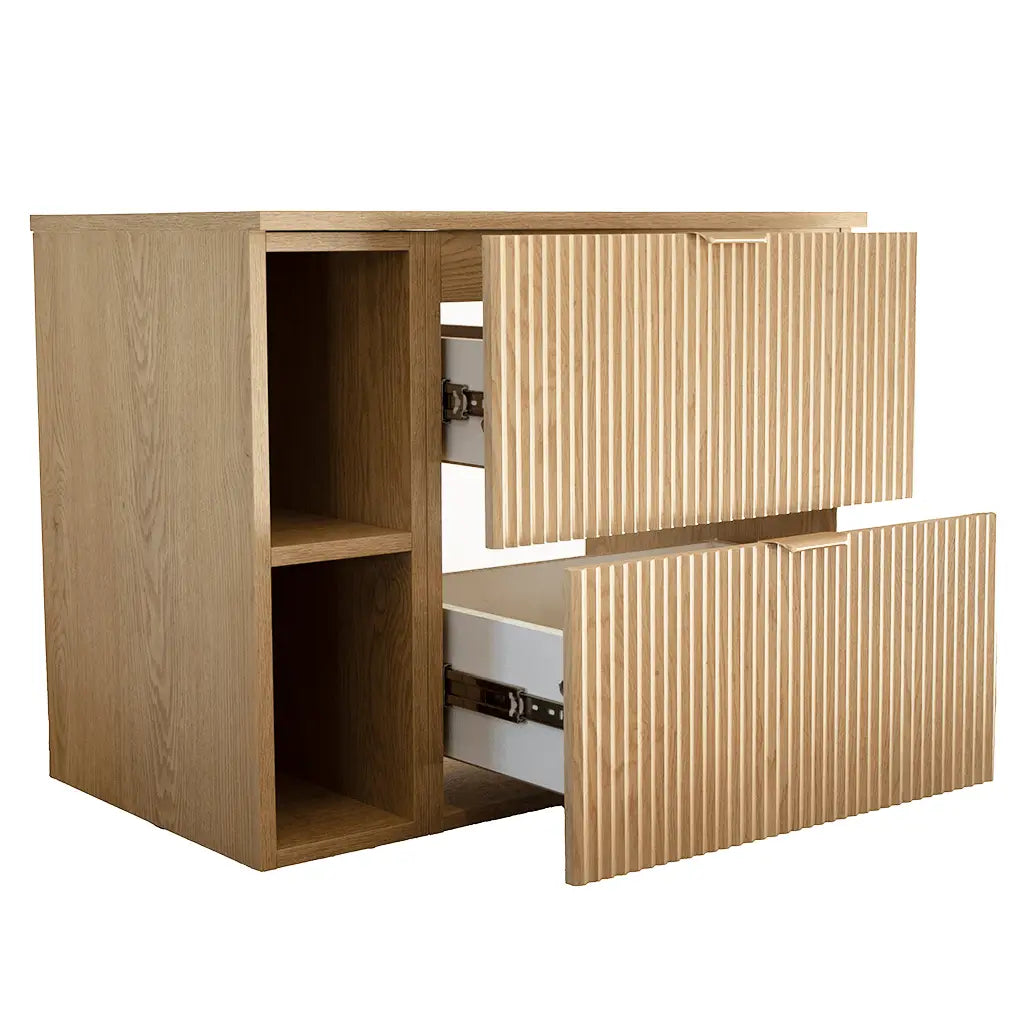 Waschtischunterschrank 80 cm mit Regal Willy - Eiche Cremona