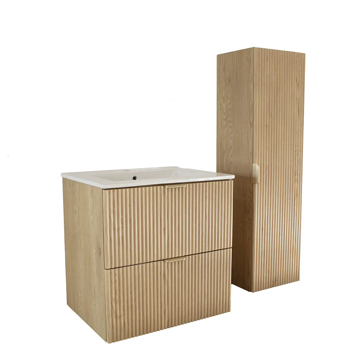 Waschtischunterschrank 60 cm mit Waschbecken Willy - Eiche Cremona