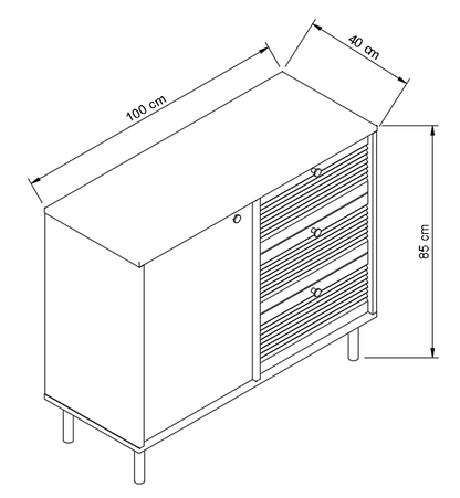 Kommode 100 cm, 1 Tür, 3 Schubladen Aura - Kaschmir