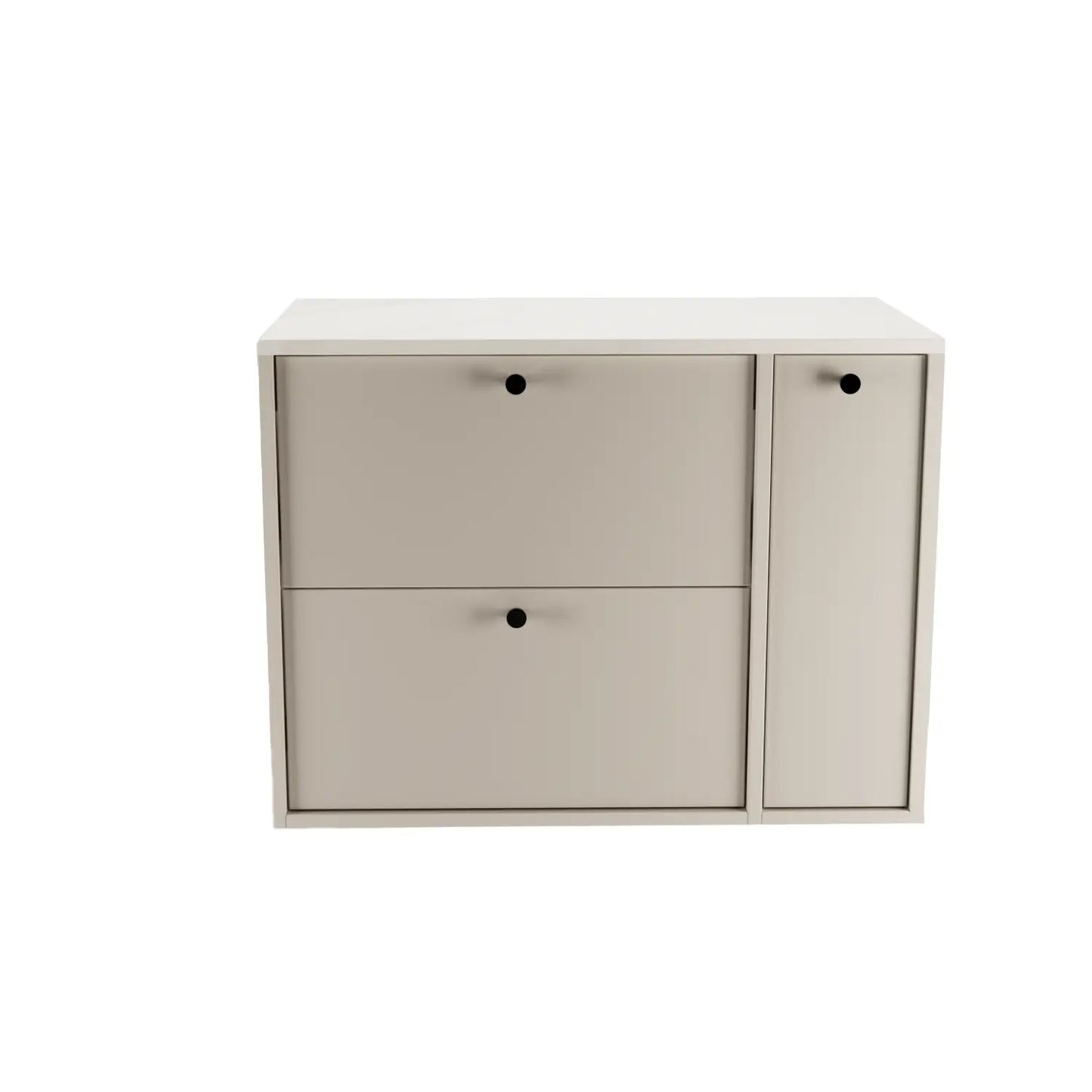 Waschtischunterschrank 80 cm mit Regal, glatte Fronten Belino - Kaschmir/Marmor Bianco