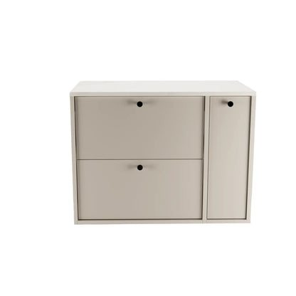 Waschtischunterschrank 80 cm mit Regal, glatte Fronten Belino - Kaschmir/Marmor Bianco