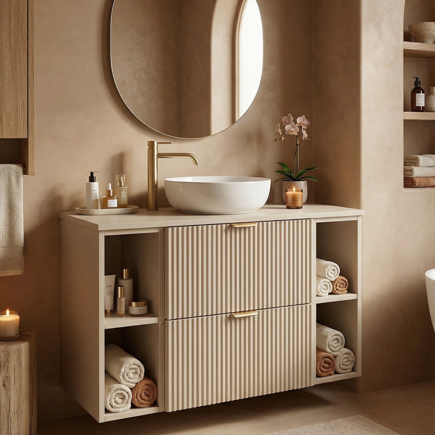 Waschtischunterschrank 100 cm mit 2 Regale Willy - Kaschmir