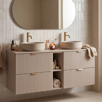 Waschtischunterschrank 140 cm mit Regal Willy - Kaschmir