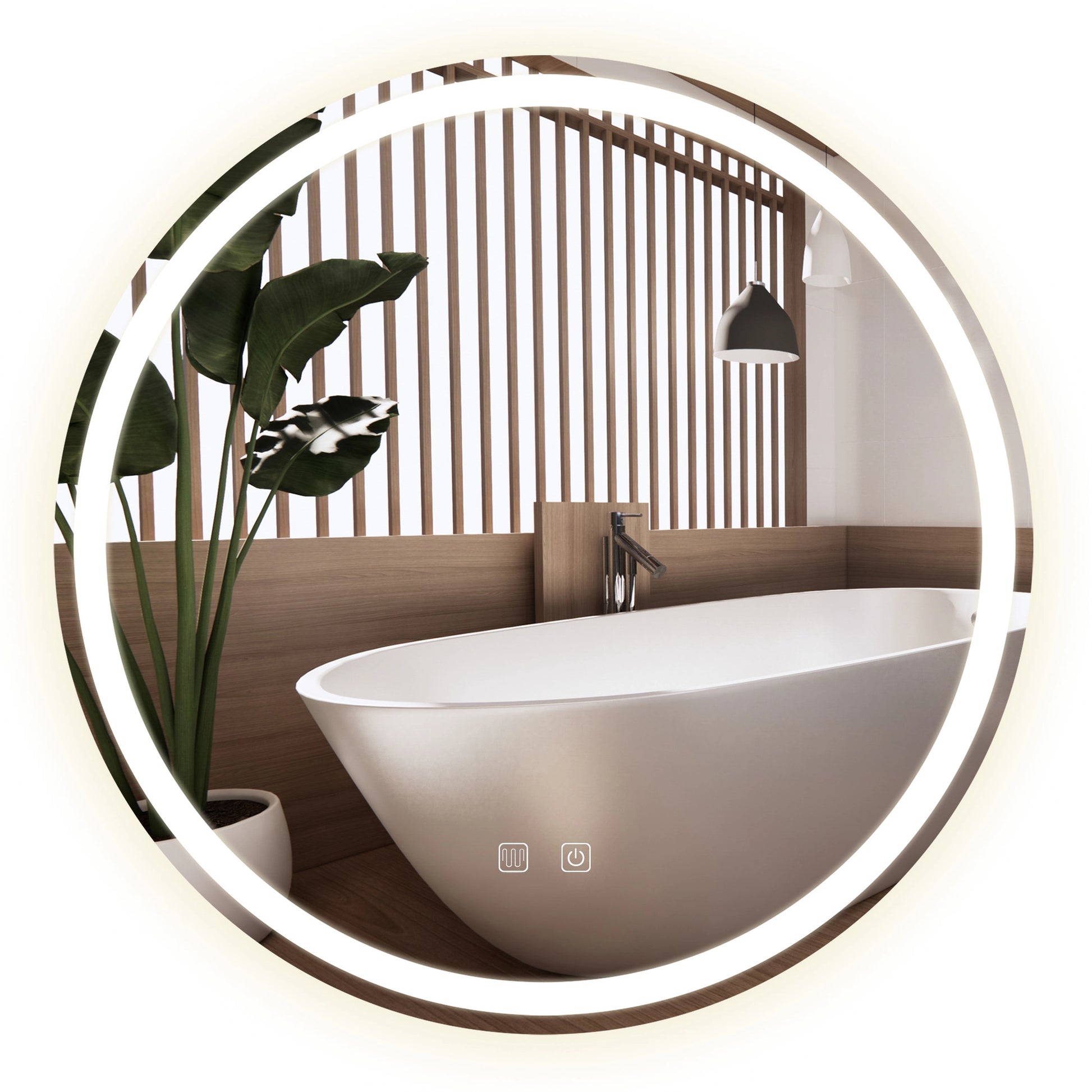 LED-Wandspiegel BAS 50 cm – runder Badezimmerspiegel mit LED-Beleuchtung und Antibeschlagfunktion