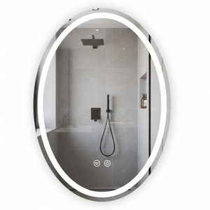 Ovaler LED-Badezimmerspiegel Rea Marco 50×70 cm mit durchgehender Lichtleiste, Anti-Beschlag-Funktion und Touch-Sensoren im modernen Design.