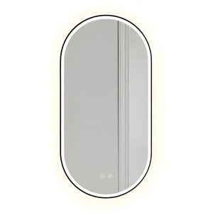 Ovaler LED Spiegel fürs Badezimmer mit 1,4 cm LED-Rahmen, drei Lichtfarben und Anti-Beschlag-Funktion