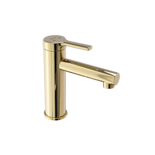 Pixel Waschtischbatterie Gold niedrig – kompakt, langlebig und stilvoll, ideal für Aufsatzwaschbecken im modernen Badezimmer.