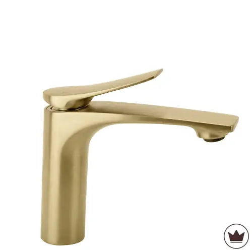 Waschtischbatterie Vision premium gebürstetes Gold, moderne Badezimmerarmatur aus Messing mit Keramikkartusche