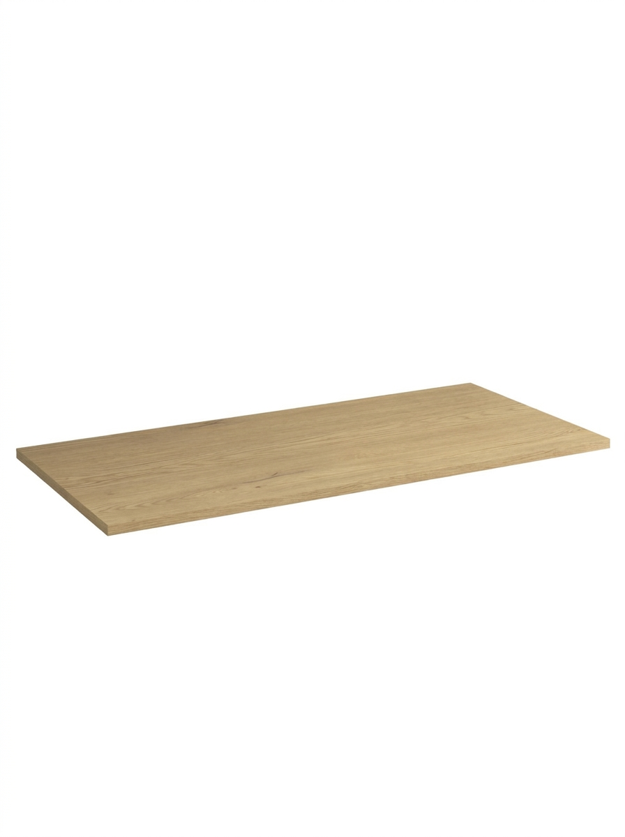 Badplatte 100 cm in Eiche Cremona Holzoptik, laminierte Oberplatte für Badezimmer-Unterschrank, geeignet für Aufsatzwaschbecken, helles modernes Design