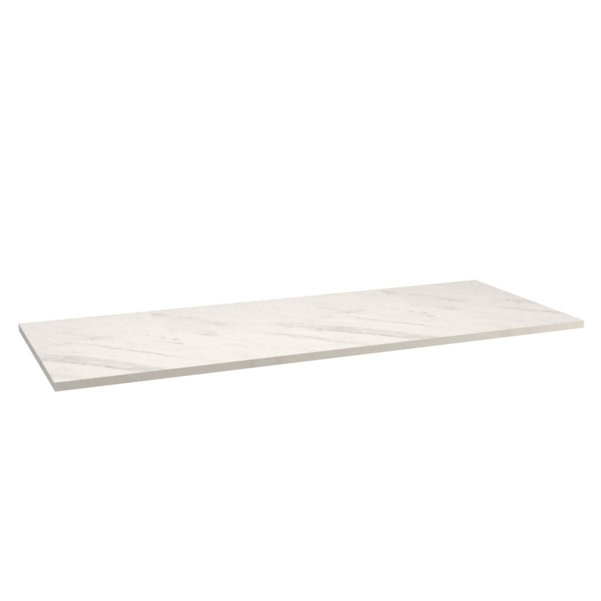 Oberplatte 110 cm Marmur Bianco mit weißem Marmordekor für Waschtischunterschrank und Aufsatzwaschbecken