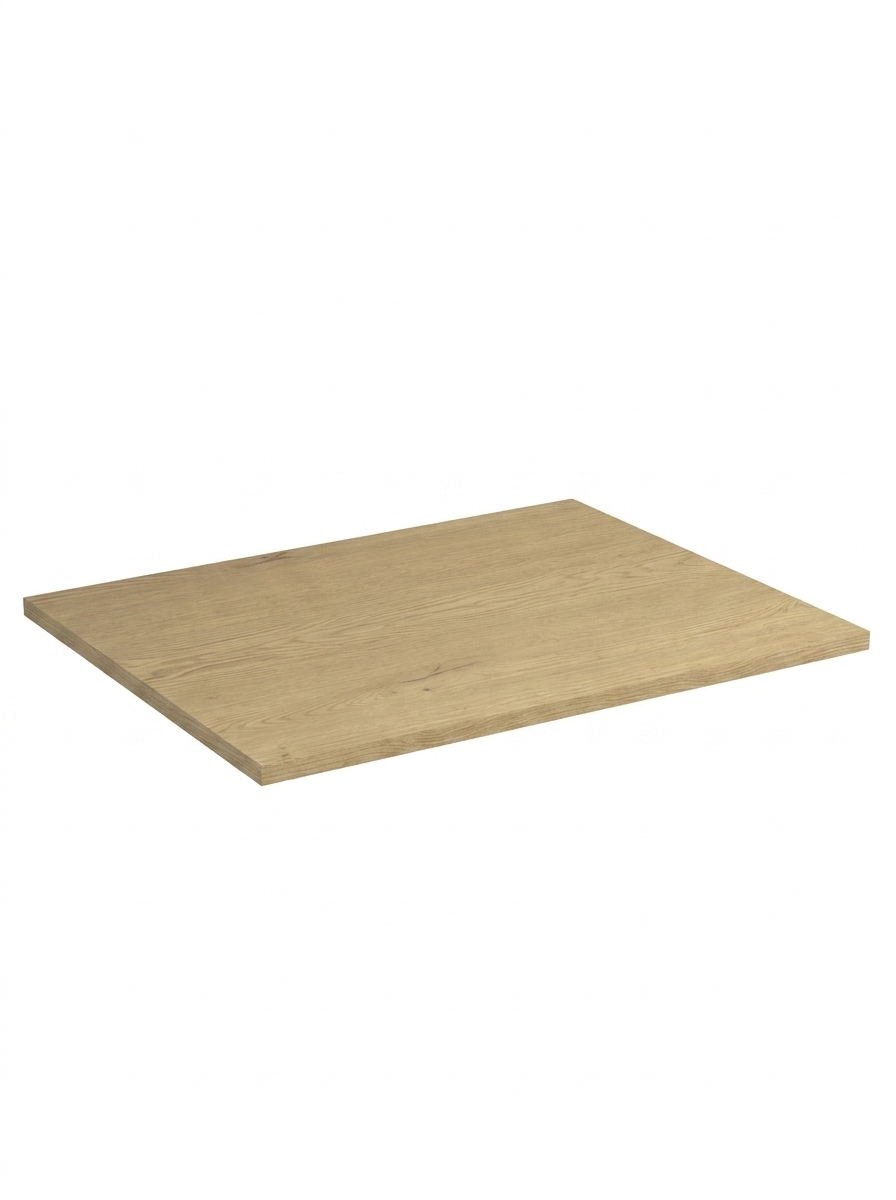Badplatte 60 cm in Eiche Cremona Holzoptik, laminierte Oberplatte für kleine Badezimmermöbel, geeignet für Aufsatzwaschbecken, helles skandinavisches Design