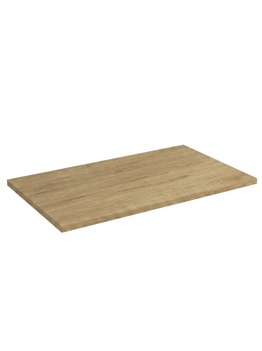 Badplatte 80 cm in Eiche Cremona Holzoptik, laminierte Oberplatte für Badezimmer-Unterschrank, geeignet für Aufsatzwaschbecken, helles modernes Design