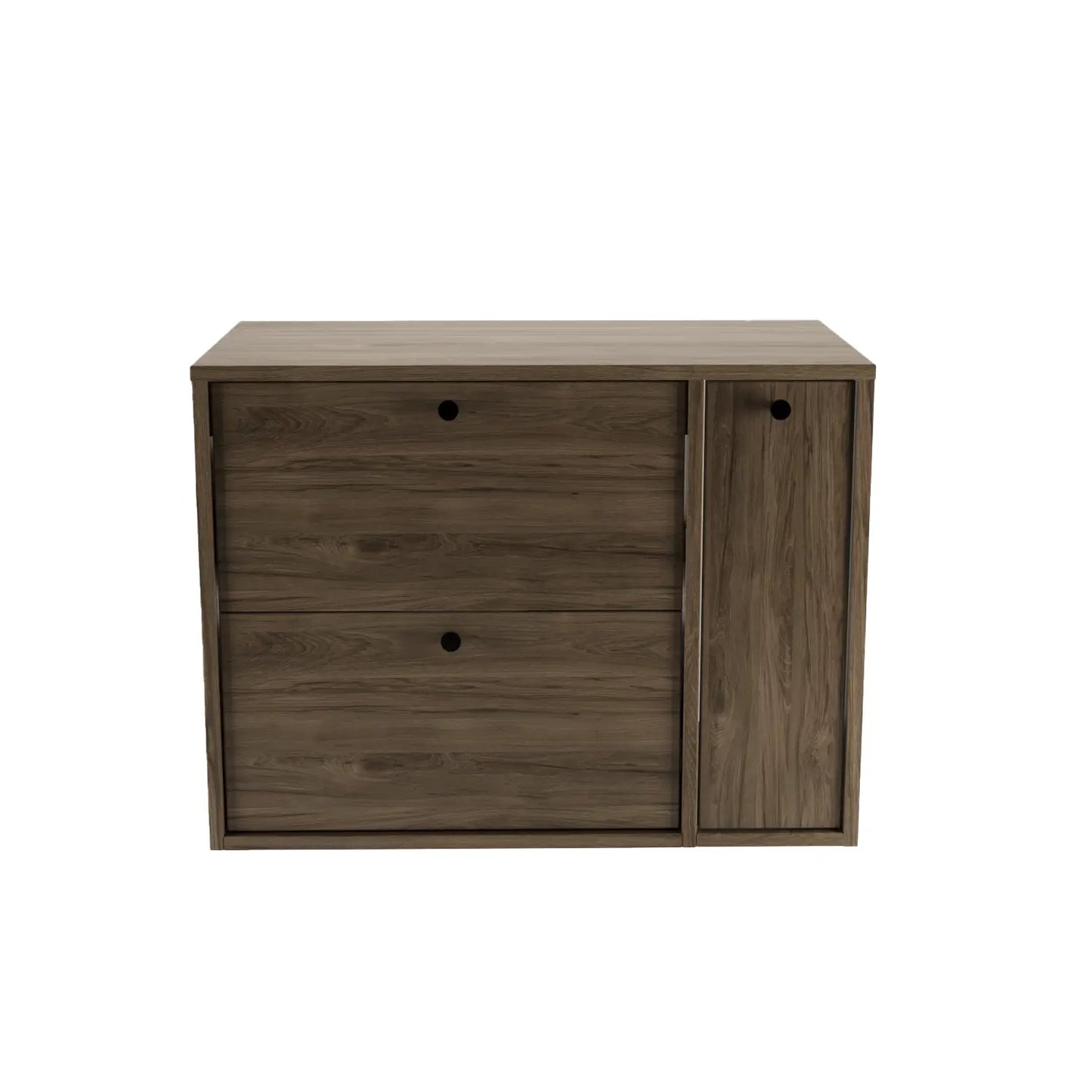 Waschtischunterschrank 80 cm mit Regal, glatte Fronten Belino - Walnuss Dunkel