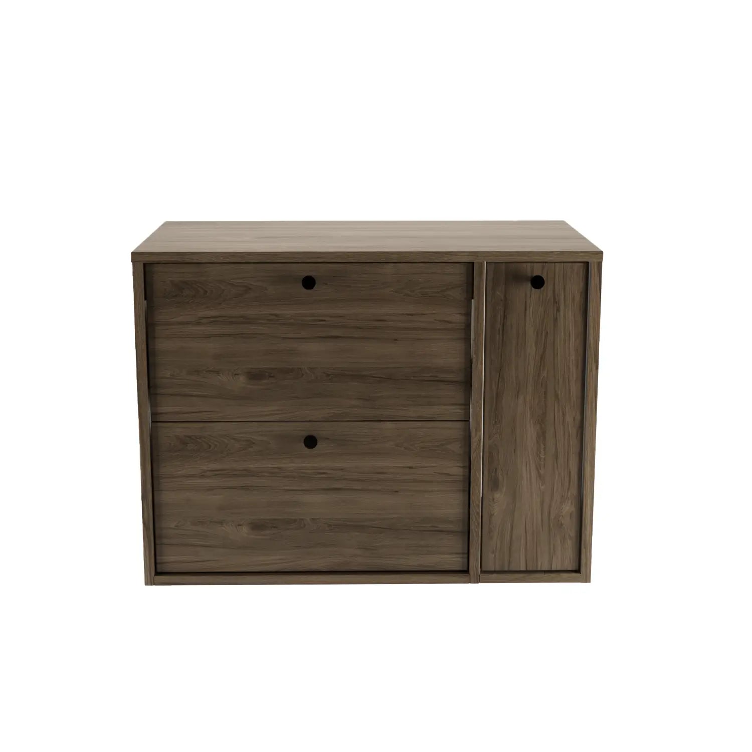 Waschtischunterschrank 80 cm mit Regal, glatte Fronten Belino - Walnuss Dunkel