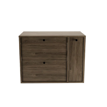 Waschtischunterschrank 80 cm mit Regal, glatte Fronten Belino - Walnuss Dunkel