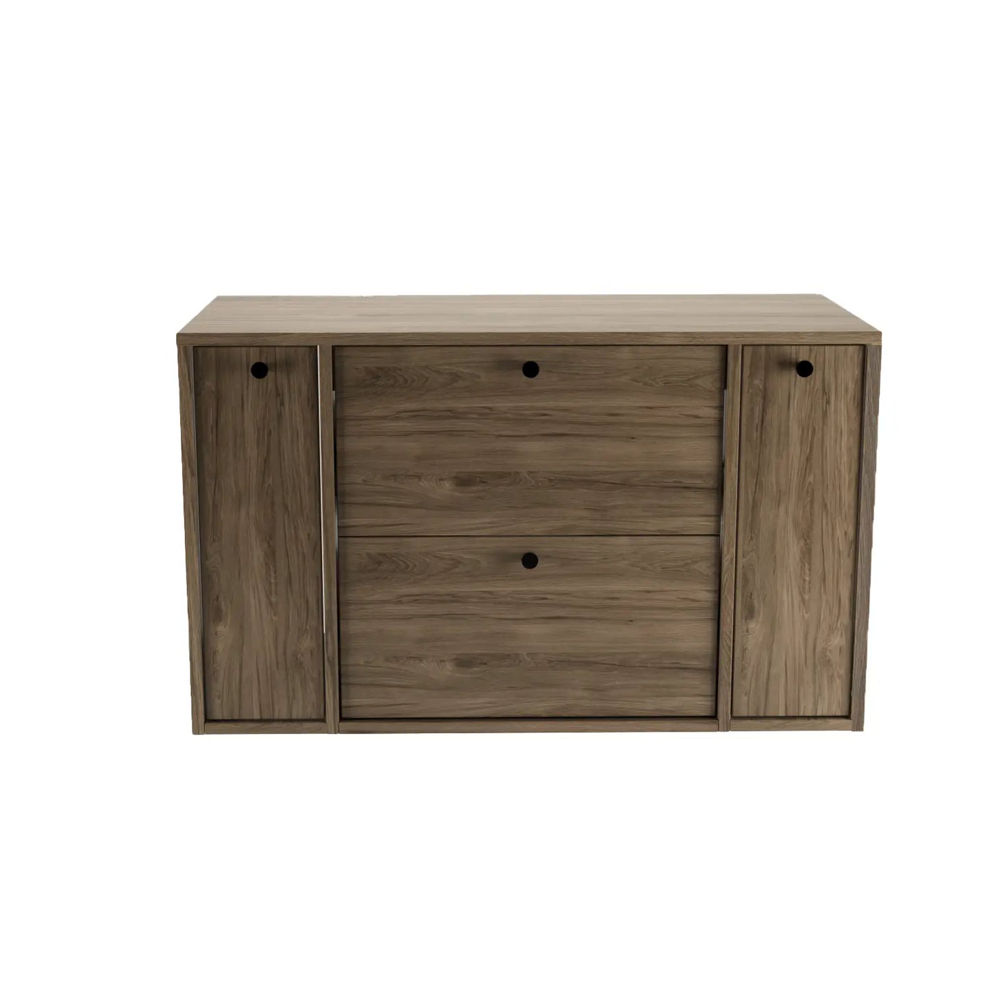 Waschtischunterschrank 100 cm mit 2 Regal, glatte Fronten Belino - Walnuss Dunkel