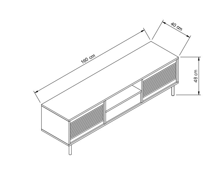 TV-Schrank 160 cm mit 2 Türen, 1 Schubladen Aura - Kaschmir