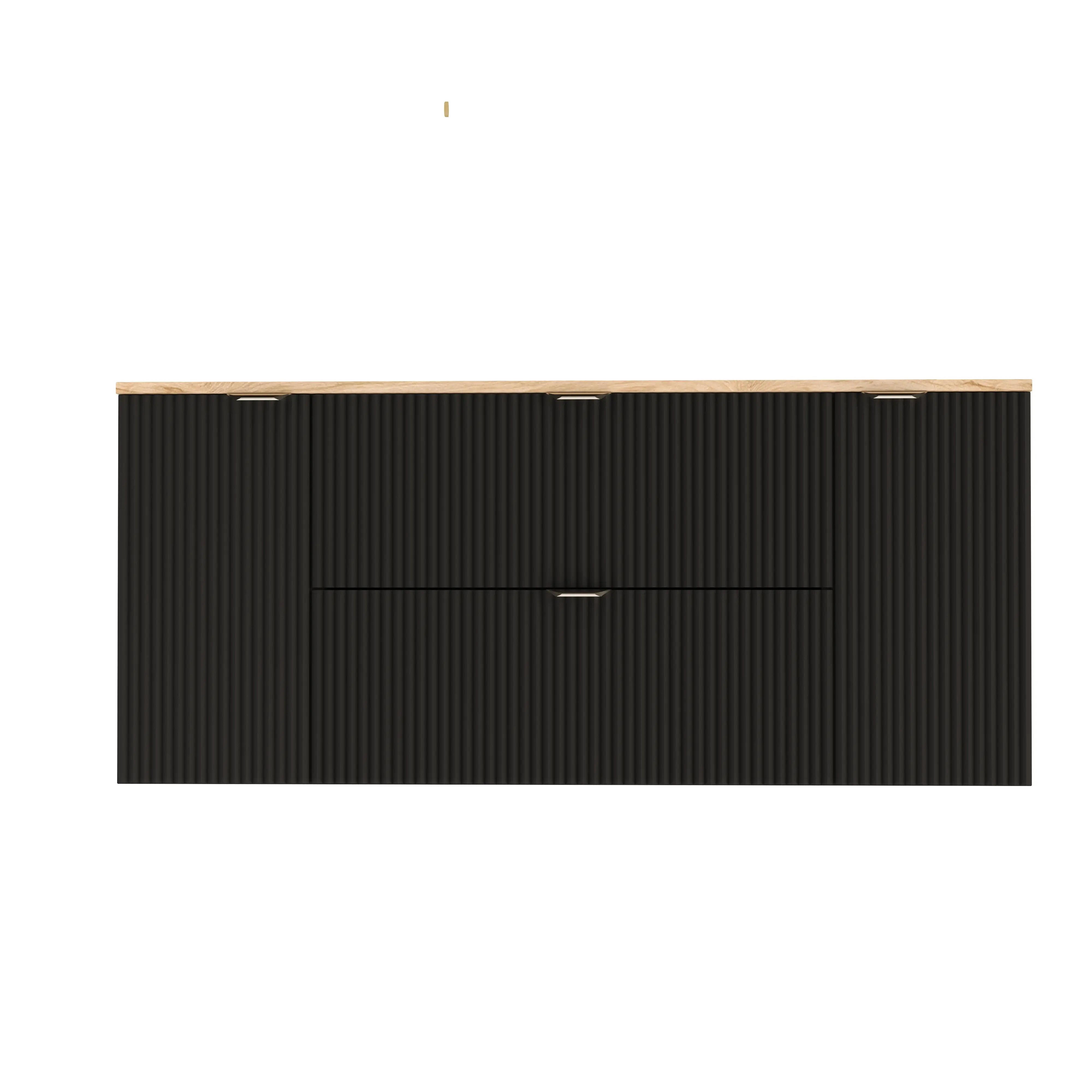Waschtischunterschrank 140 cm mit 2 Türen und 2 Schubladen Willy - Schwarz, Walnussplatte