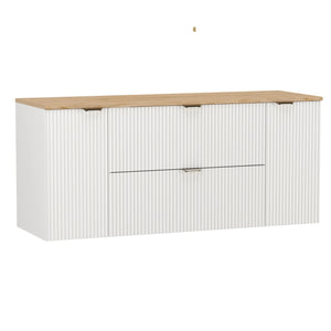 Waschtischunterschrank 140 cm mit 2 Türen und 2 Schubladen Willy - Weiß, Walnussplatte