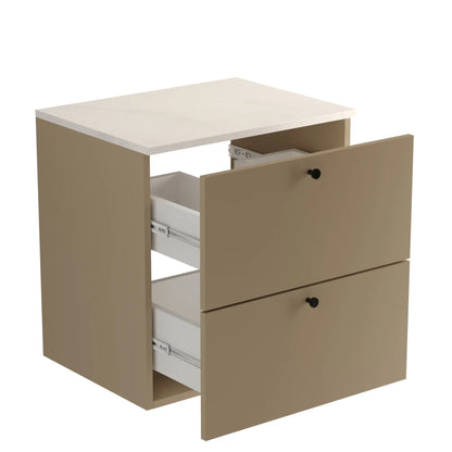 Waschtischunterschrank 60 cm, glatte Fronten Beti - Cappuccino/Marmur Bianco