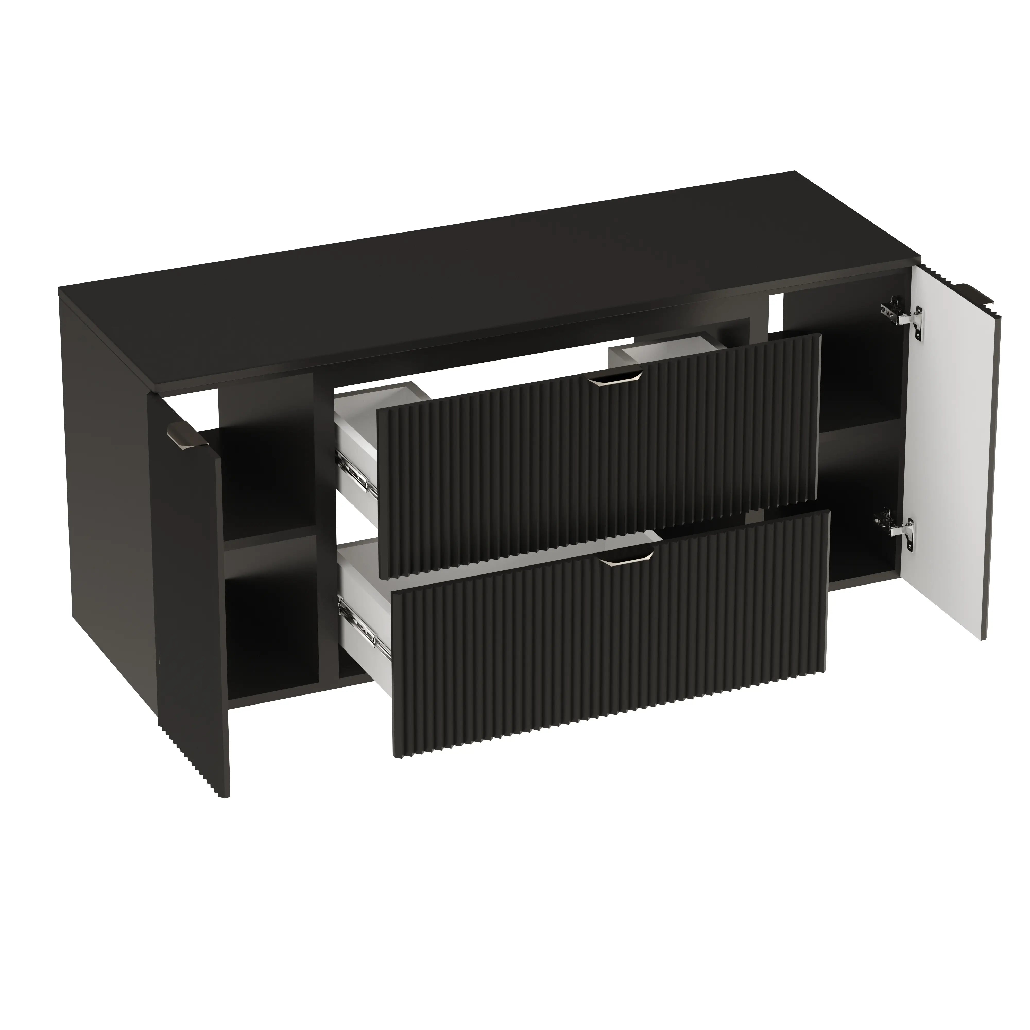 Waschtischunterschrank 140 cm mit 2 Türen und 2 Schubladen Willy - Schwarz