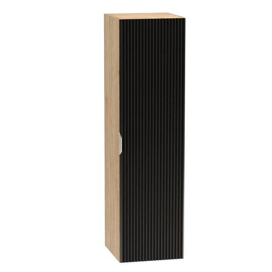 Moderner Bad Hochschrank Willy in Schwarz und Walnuss, 120 cm breit, mit stilvollem Design.