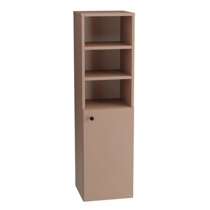 Bad Hochschrank 120 cm, 1 Tür, halboffen Beti - Dunkelrosa

Dieser Bad Hochschrank in Dunkelrosa besticht durch seine moderne, halboffene Gestaltung und die glatten Fronten. Mit einer Tür und offenem Stauraum bietet er eine perfekte Kombination aus Funktionalität und stilvollem Design. Die metallischen Knopfgriffe in Form von Knöpfen setzen einen eleganten Akzent und runden das Gesamtbild ab. Ideal für ein Badezimmer, das sowohl praktisch als auch ästhetisch ansprechend sein soll.