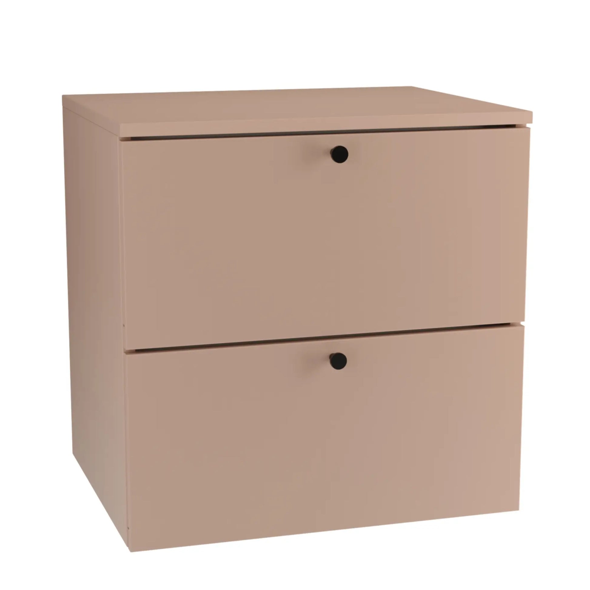 Waschtischunterschrank 60 cm, glatte Fronten Beti - Dunkelrosa

Dieser Waschtischunterschrank in Dunkelrosa überzeugt mit seinen eleganten, glatten Fronten und kompakten Maßen. Er bietet praktischen Stauraum durch zwei Schubladen, die sich mühelos öffnen lassen. Die stilvollen Knopfgriffe in Form von Kugeln aus Metall setzen einen dezenten Akzent und ergänzen das moderne Design perfekt. Ideal für kleinere Badezimmer, sorgt dieser Unterschrank für Ordnung und einen Hauch von Eleganz.
