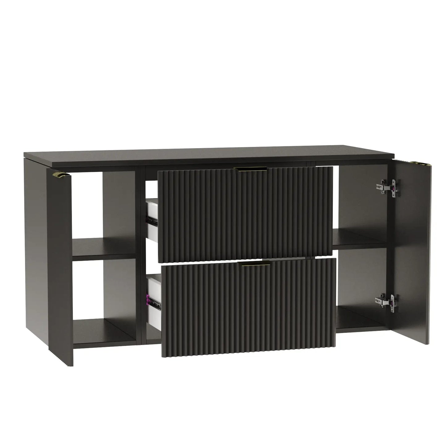 Waschtischunterschrank 120 cm mit 2 Türen und 2 Schubladen Willy - Schwarz