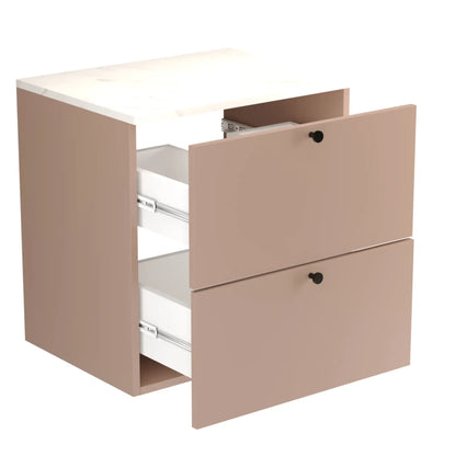 Waschtischunterschrank 60 cm, glatte Fronten Beti - Dunkelrosa/Marmur Bianco