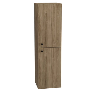 Bad Hochschrank 120 cm Beti – mit 2 Türen in Walnuss Dunkel. Dieser Hochschrank bietet großzügigen Stauraum hinter zwei Türen, ideal für die Aufbewahrung von Handtüchern, Pflegeprodukten und anderen Badezimmerutensilien. Die warme, dunkle Walnuss-Farbgebung verleiht dem Schrank eine elegante und zeitlose Ausstrahlung, die perfekt in moderne Badezimmer passt. Mit seinem klaren Design und der praktischen Aufteilung sorgt dieser Hochschrank für Ordnung und Stil in Ihrem Badezimmer. Ideal für alle, die Funktion
