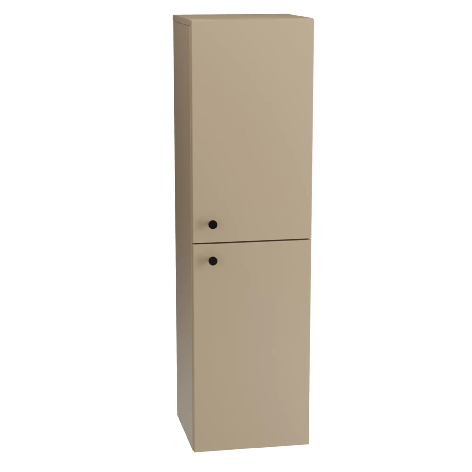 Bad Hochschrank 120 cm Beti – mit 2 Türen in der eleganten Farbe Cappuccino. Der Hochschrank besticht durch sein modernes Design und die warme, beruhigende Farbgebung, die eine gemütliche Atmosphäre im Badezimmer schafft. Mit zwei Türen bietet der Schrank großzügigen Stauraum für Handtücher, Pflegeprodukte und andere Badezimmerutensilien. Die glatten Fronten und das schlichte, aber stilvolle Design machen diesen Hochschrank zu einem perfekten Möbelstück für ein funktionales und ästhetisches Badezimmer. Idea