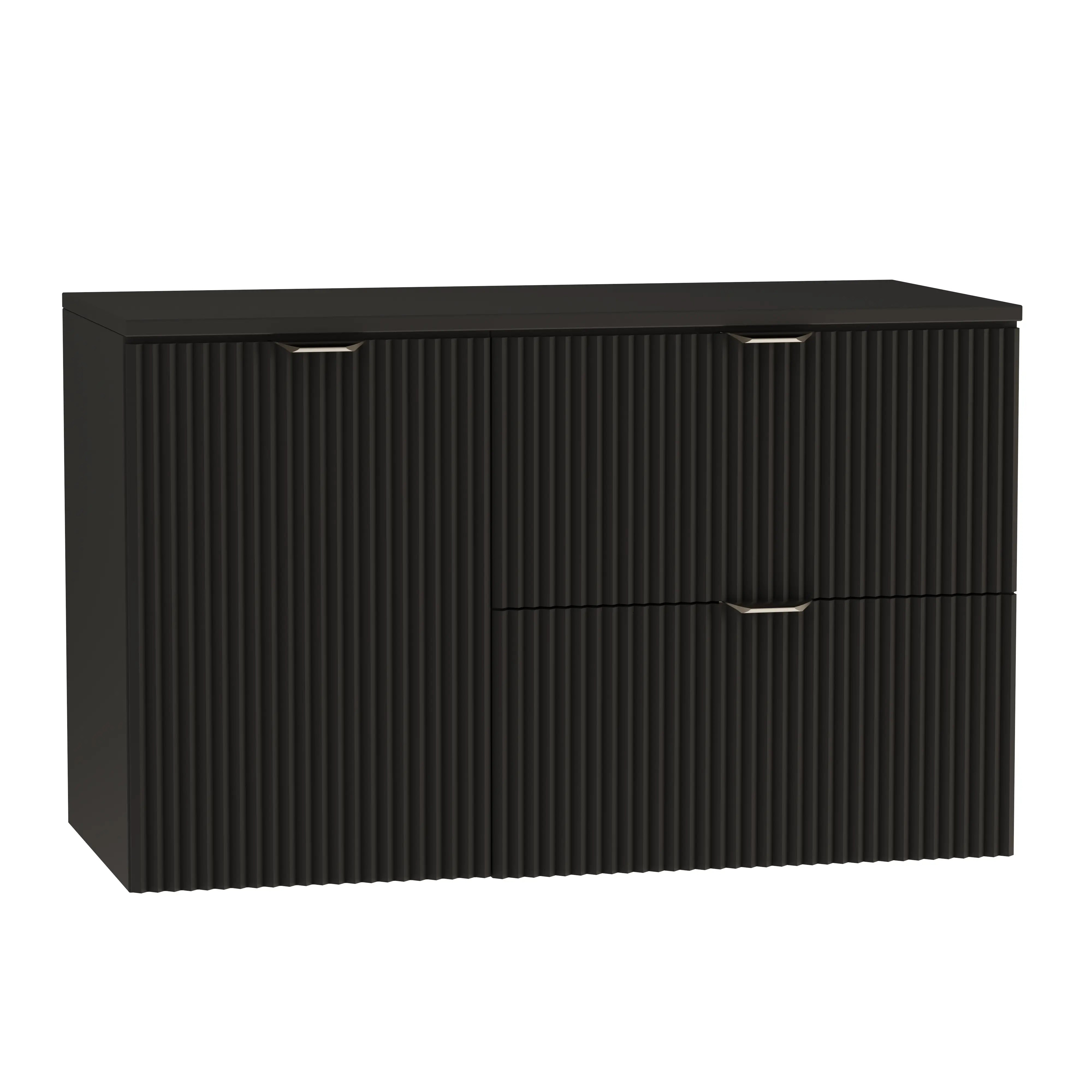 Waschtischunterschrank 100 cm mit Wäschekorb Willy - Schwarz
