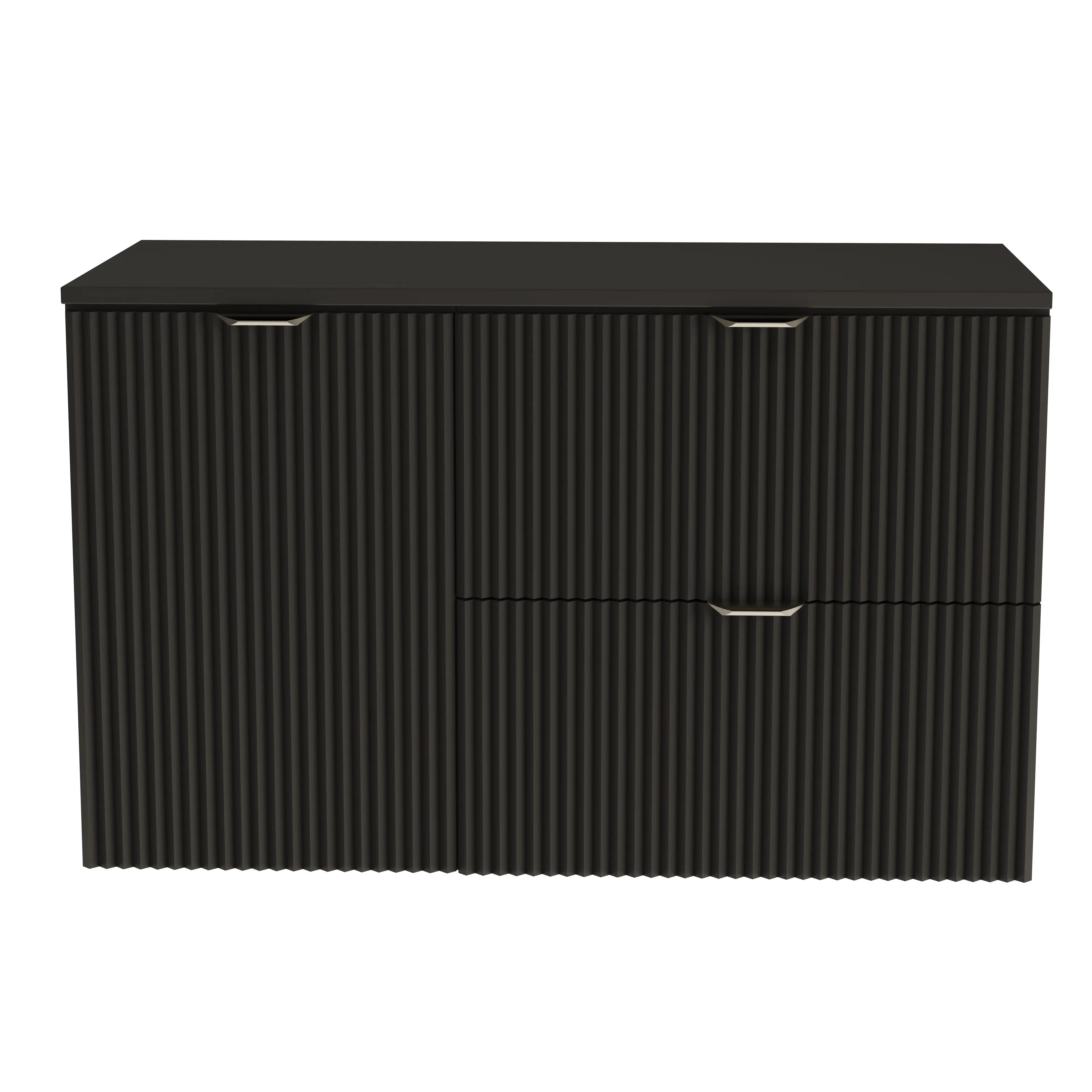 Waschtischunterschrank 100 cm mit Wäschekorb Willy - Schwarz