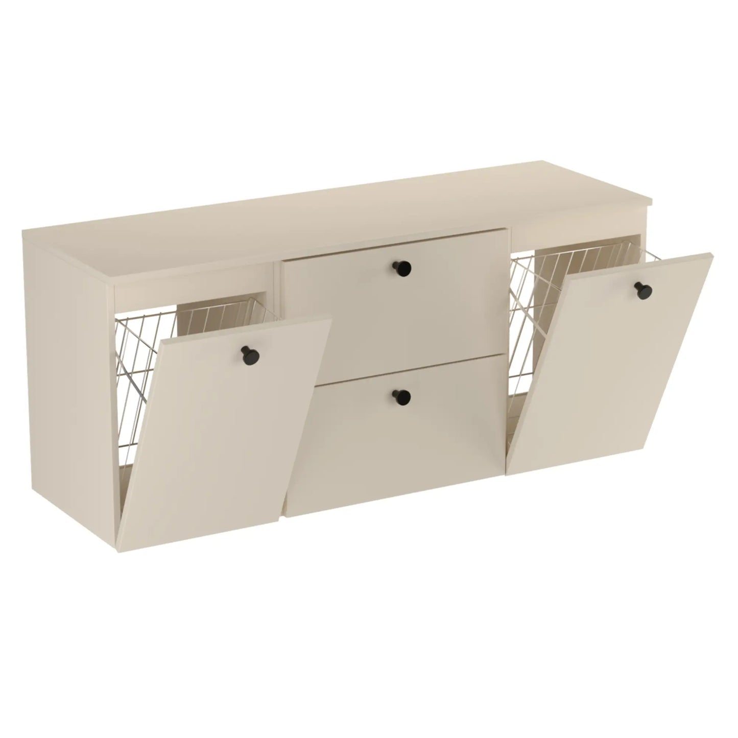 Waschtischunterschrank 140 cm, mit 2 Wäschekörben Beti - Kaschmir