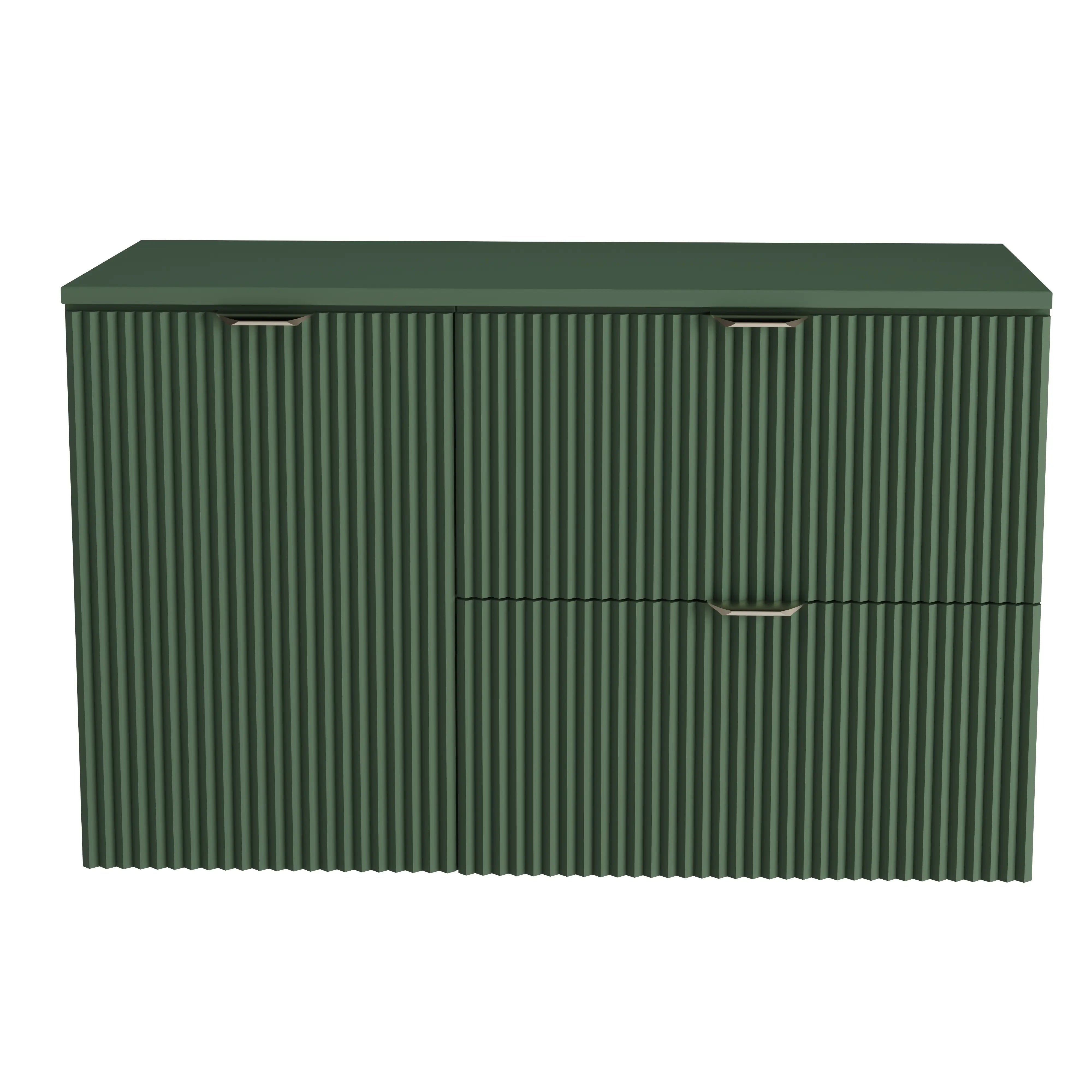 Waschtischunterschrank 100 cm mit Wäschekorb Willy - Salbei